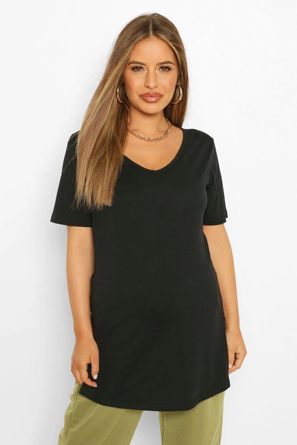 Maternity V Neck Side Split T-Shirt