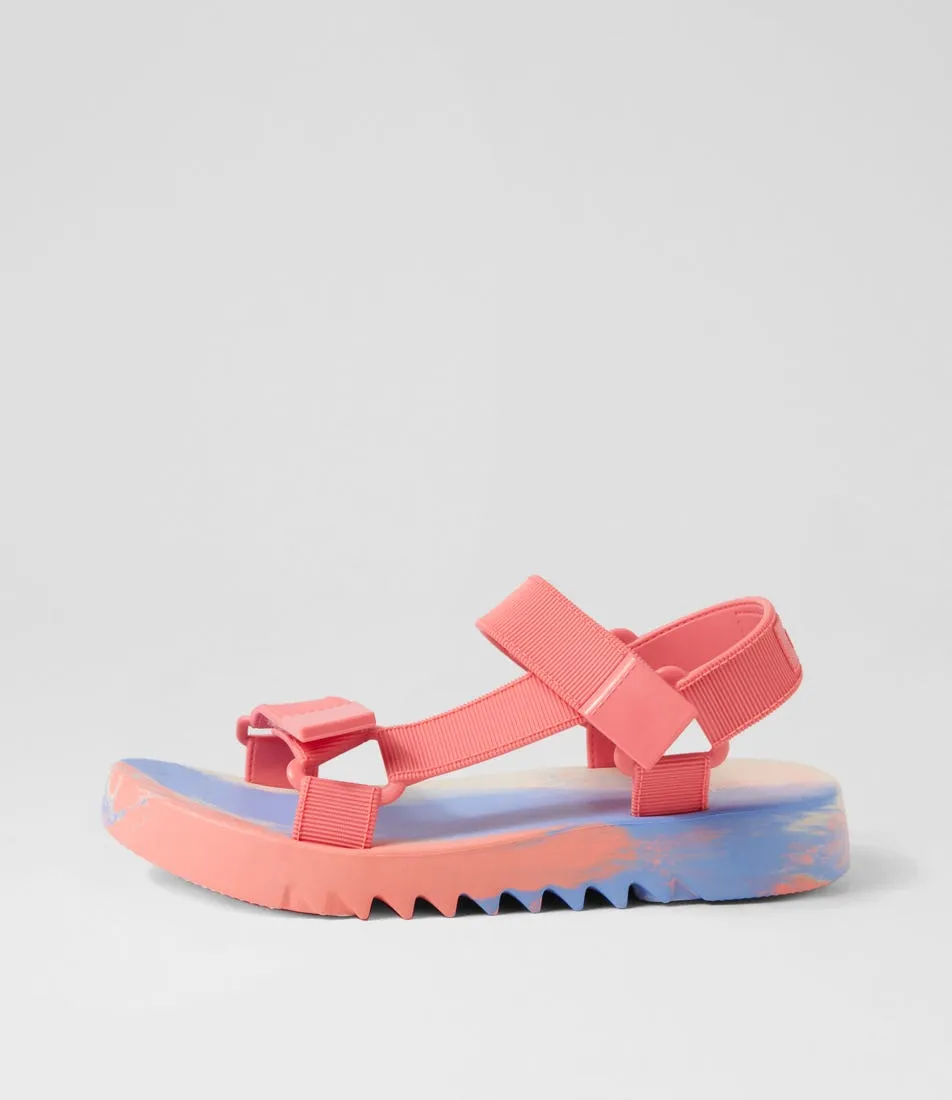 MELISSA Melissa Flowing Papete Pink Blue Fabric Sandals