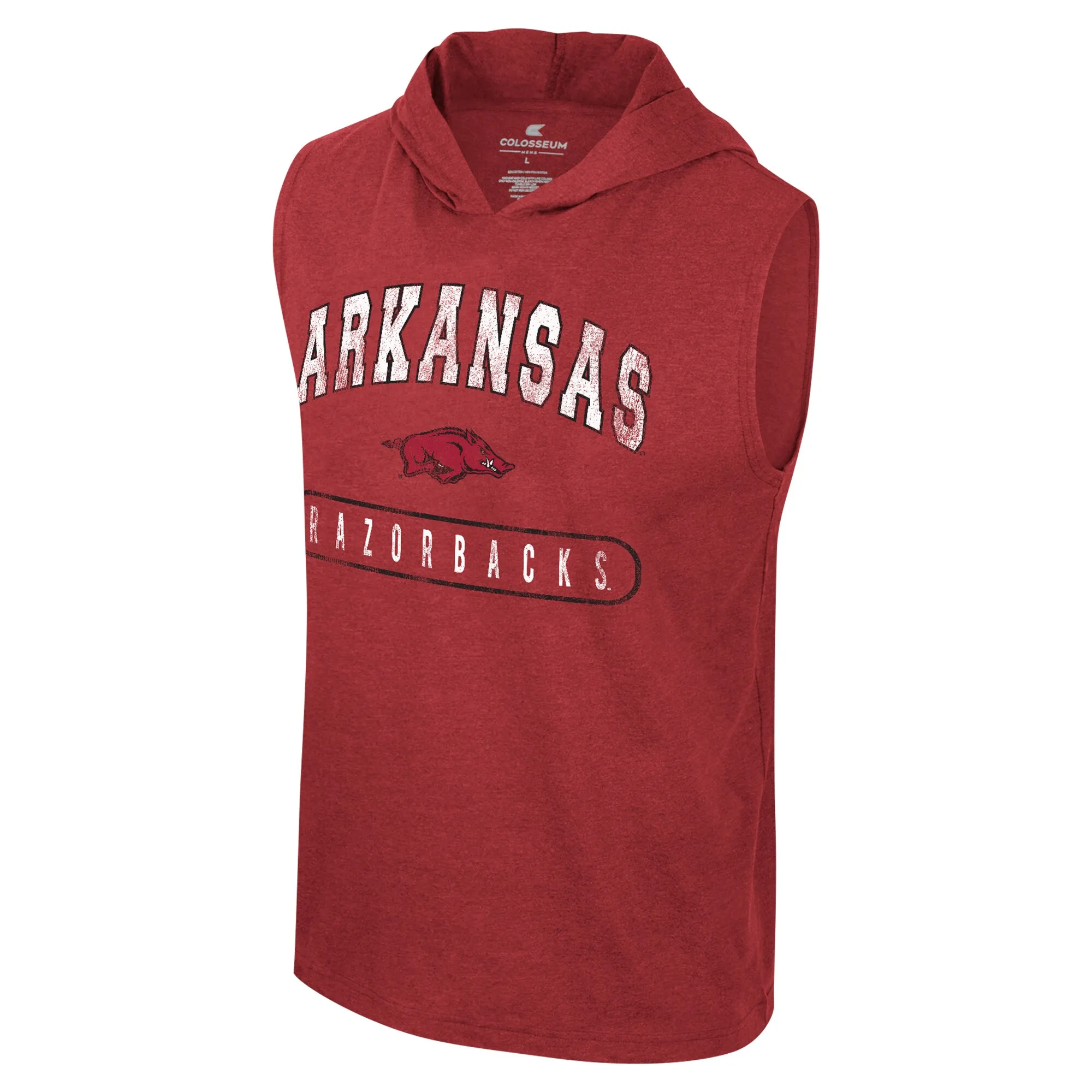 Men's Colosseum Cardinal Arkansas Razorbacks Varsity Sleeveless Hoodie Tank Top