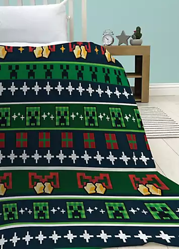 Minecraft Christmas Sherpa Back Fleece Blanket | Kaleidoscope