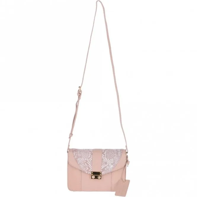 Mini Cross Body Bag With Snake Print Blush  -  62242