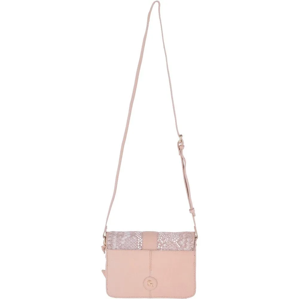 Mini Cross Body Bag With Snake Print Blush  -  62242