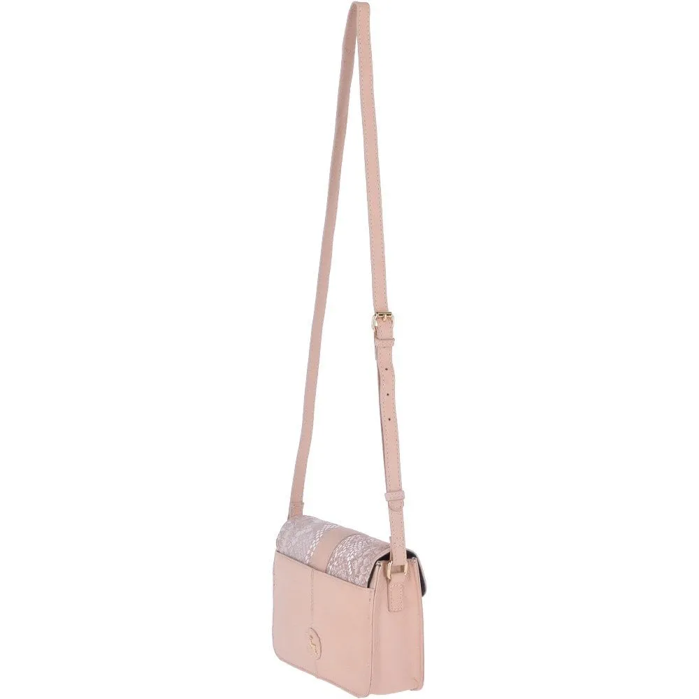 Mini Cross Body Bag With Snake Print Blush  -  62242