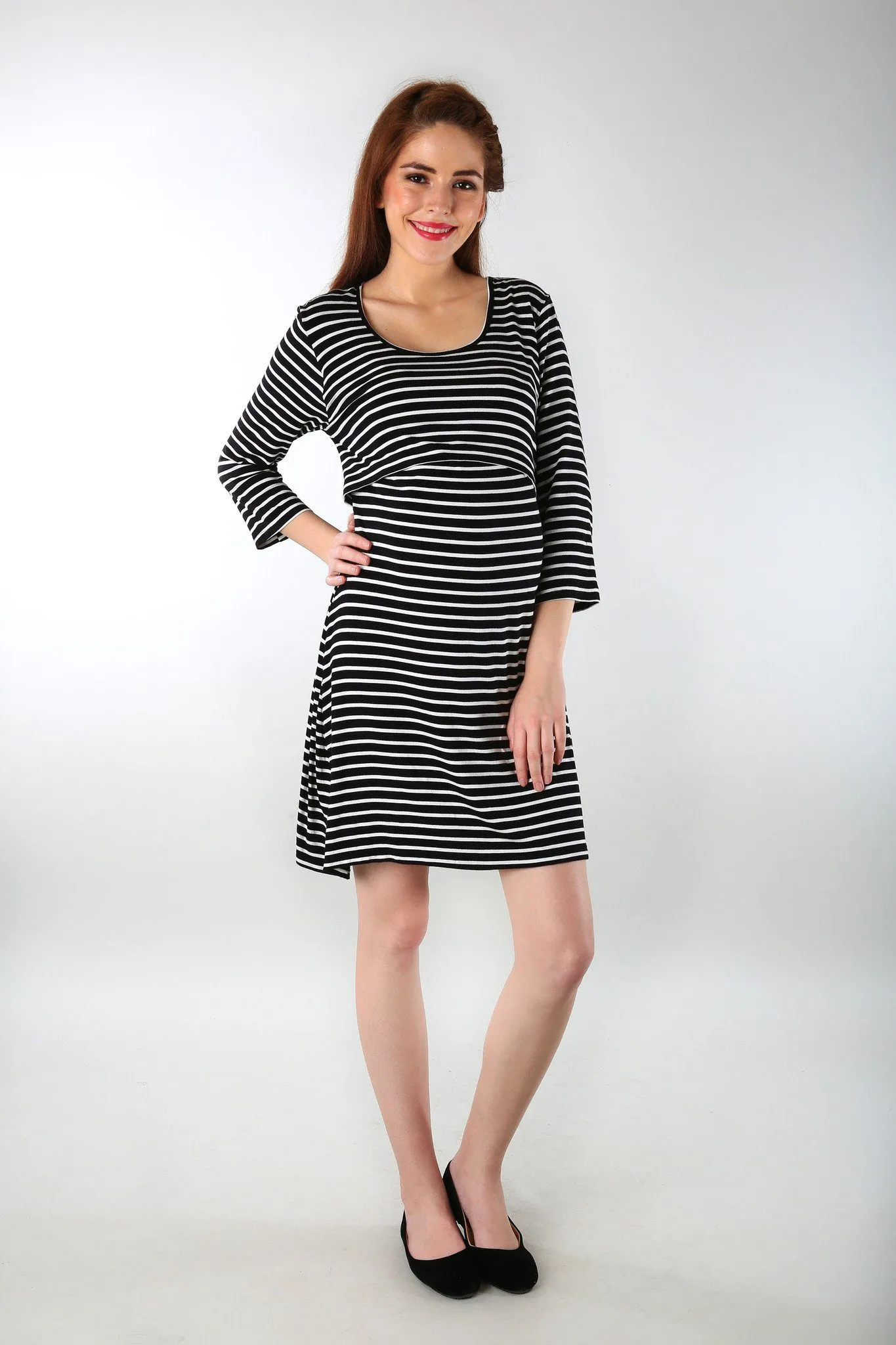 Nautical Striped Maternity & Nursing Dress