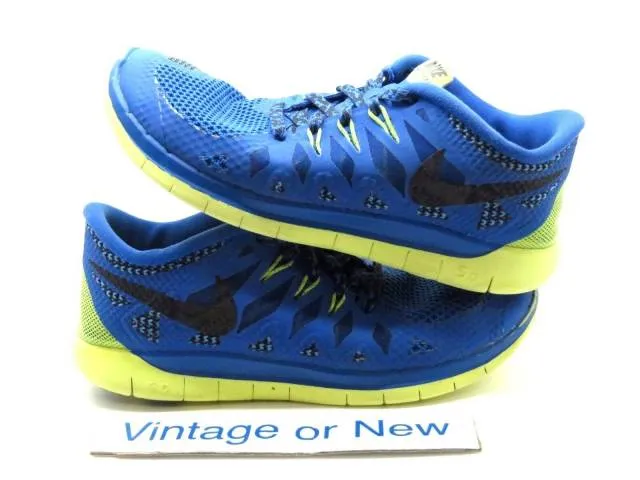 Nike free 5.0 hyper cobalt black midnight navy running 644428-401 gs sz 5y