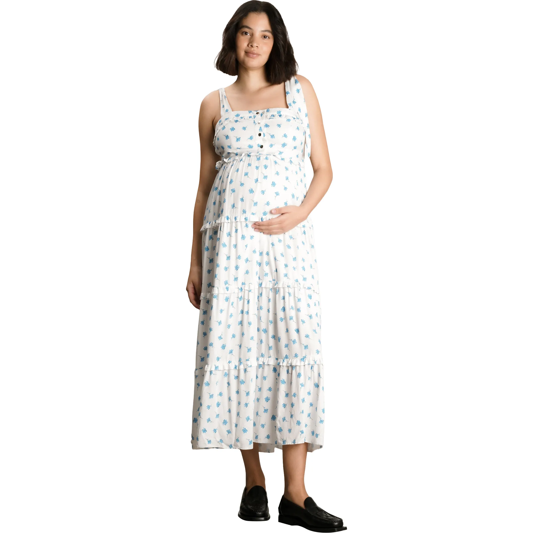 NOM Maternity Women's Mara Maternity & Nursing Dress, Blue Floral