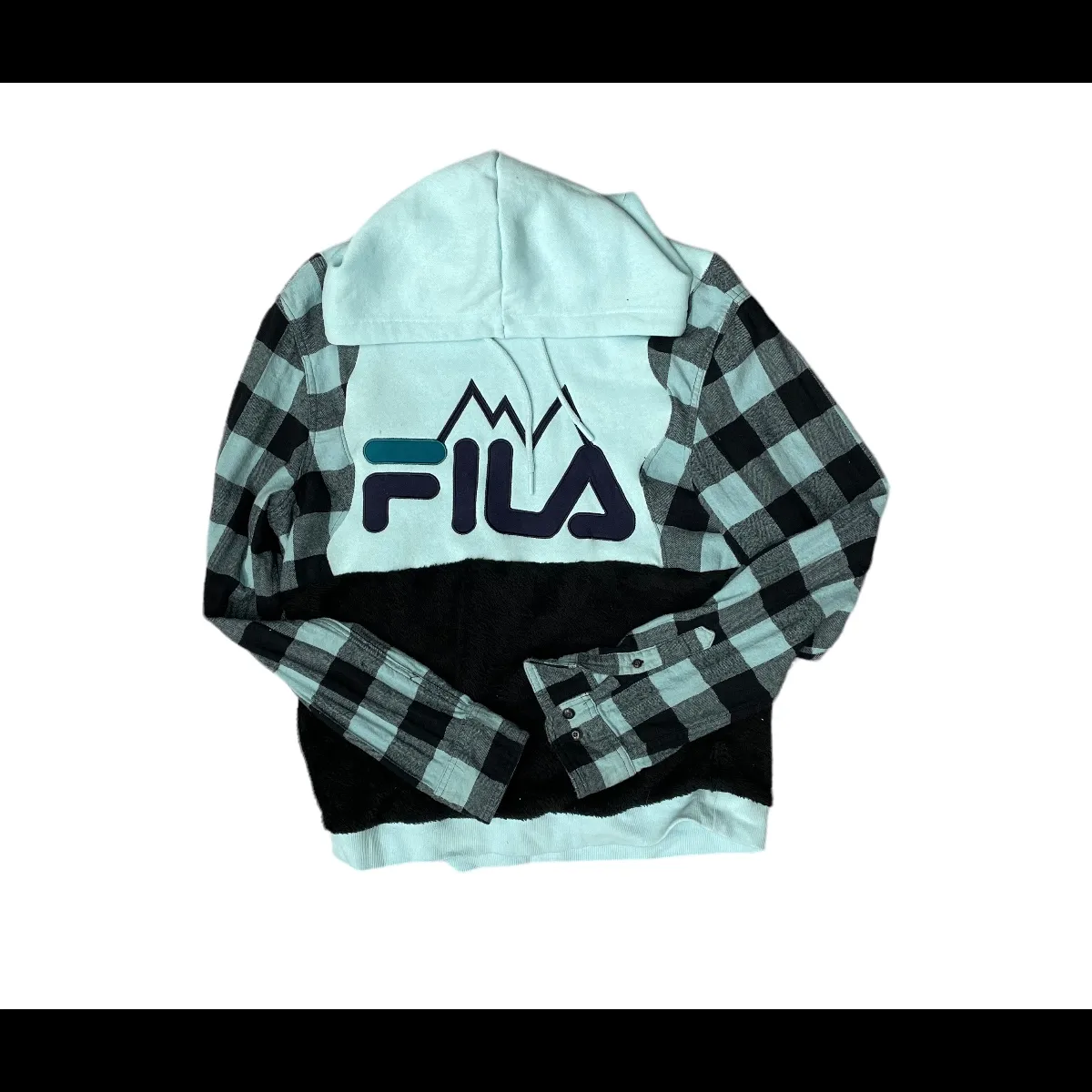 One of a Kind Fila Aqua and Blue Hoodie