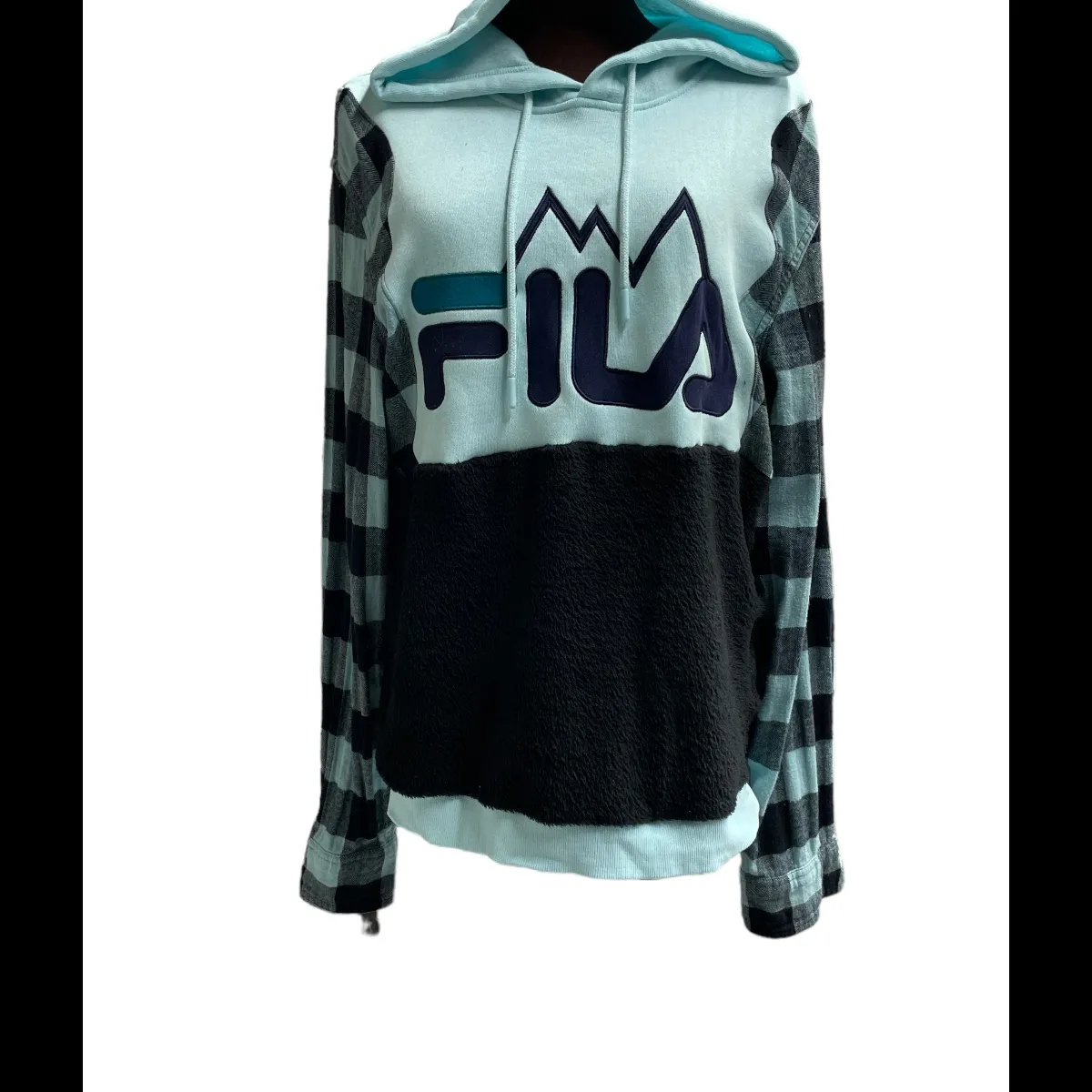 One of a Kind Fila Aqua and Blue Hoodie