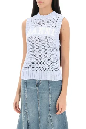 Open Stitch Knitted Vest With Logo