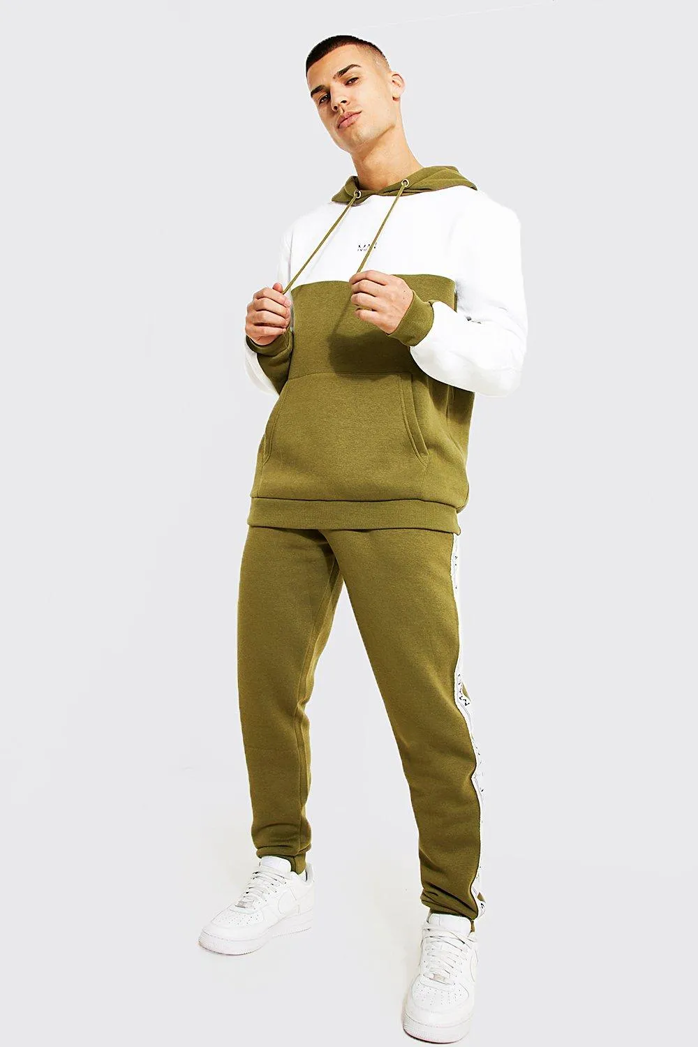 Original Man Colour Block Hooded Tracksuit | boohooMAN UK