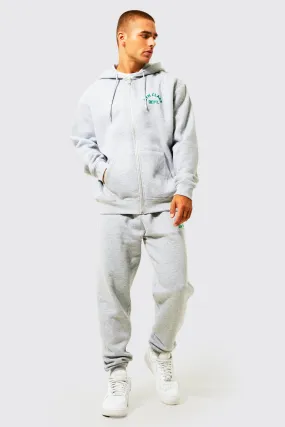 Oversized Embroidered Zip Through Tracksuit