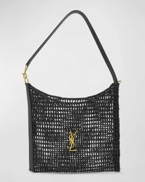 Oxalis YSL Monogram Shoulder Bag in Raffia with Bronze Hardware