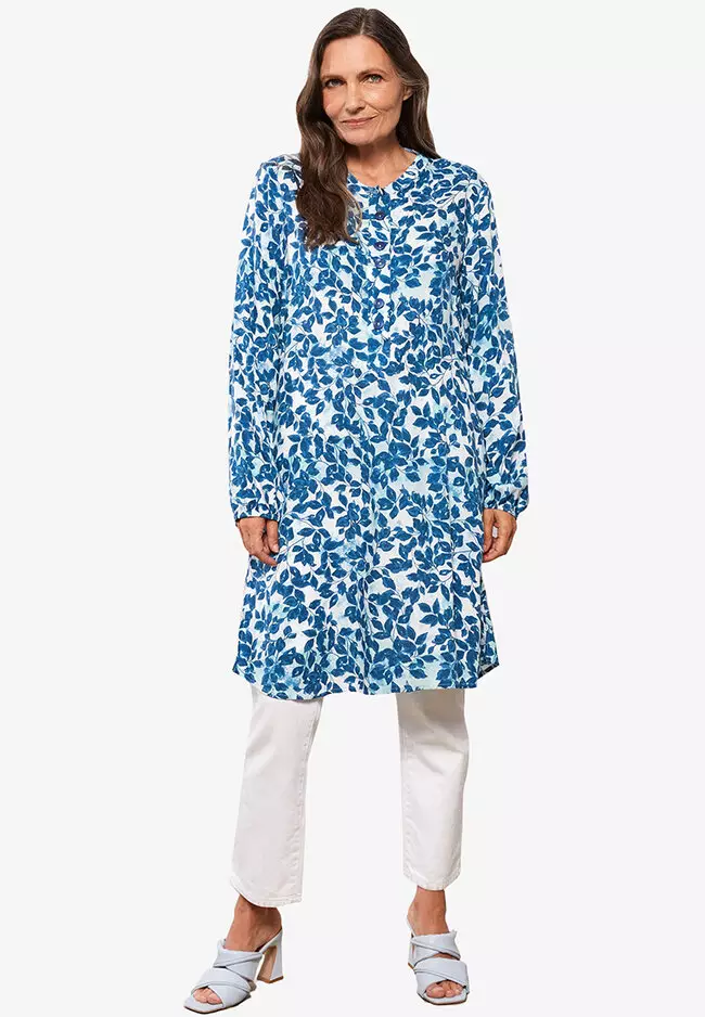 Patterned Poplin Women's Tunic Blouse