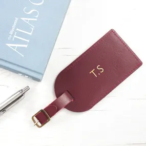 Personalised Burgundy Foiled Leather Luggage Tag