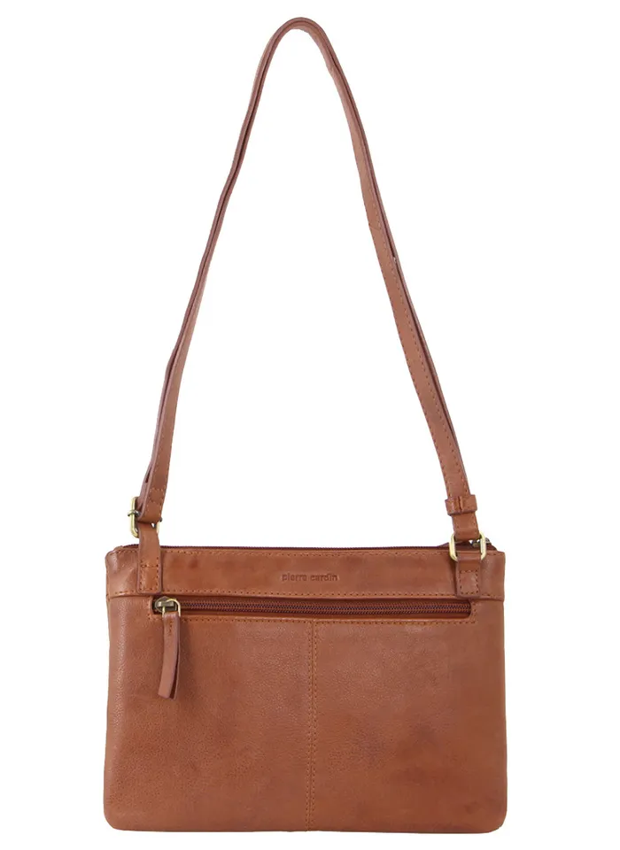 Pierre Cardin Leather Bag - Dark Tan