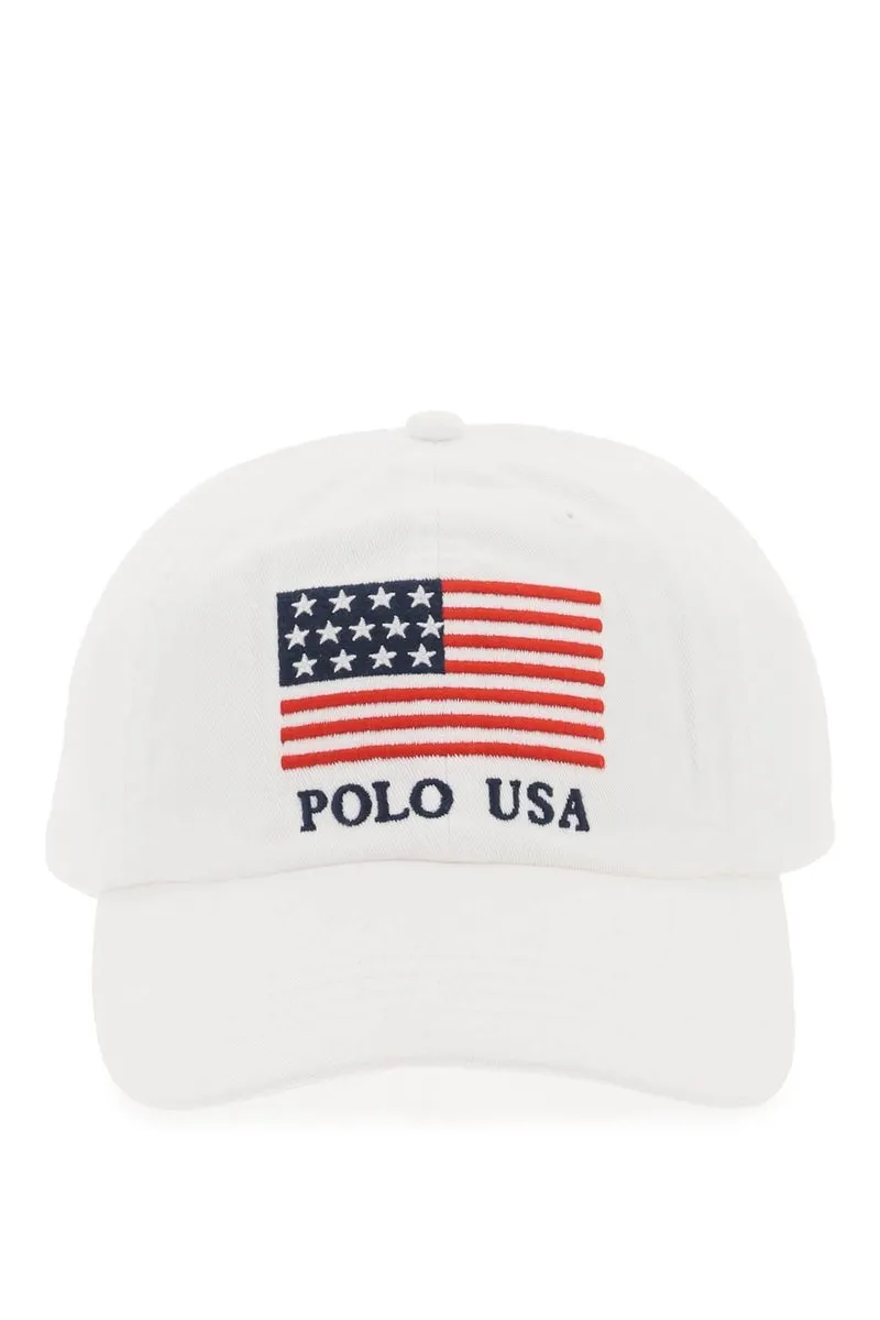 Polo Ralph Lauren    Polo Ralph Lauren Baseball Cap In Twill With Embroidered Flag