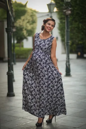 Printed Twill Flair Maternity Dress