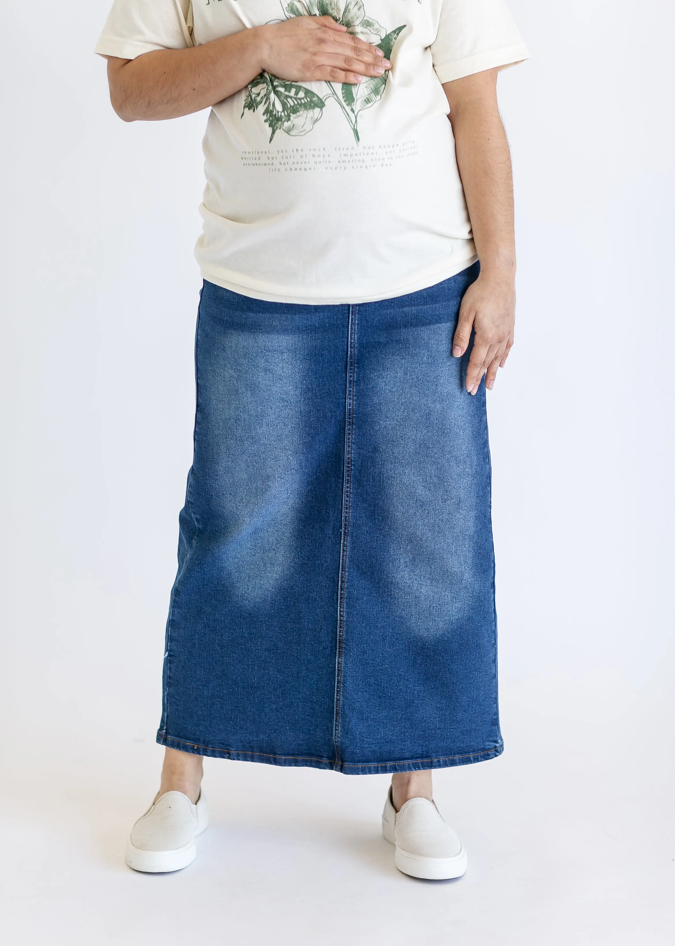 Reece Maternity Long Denim Skirt