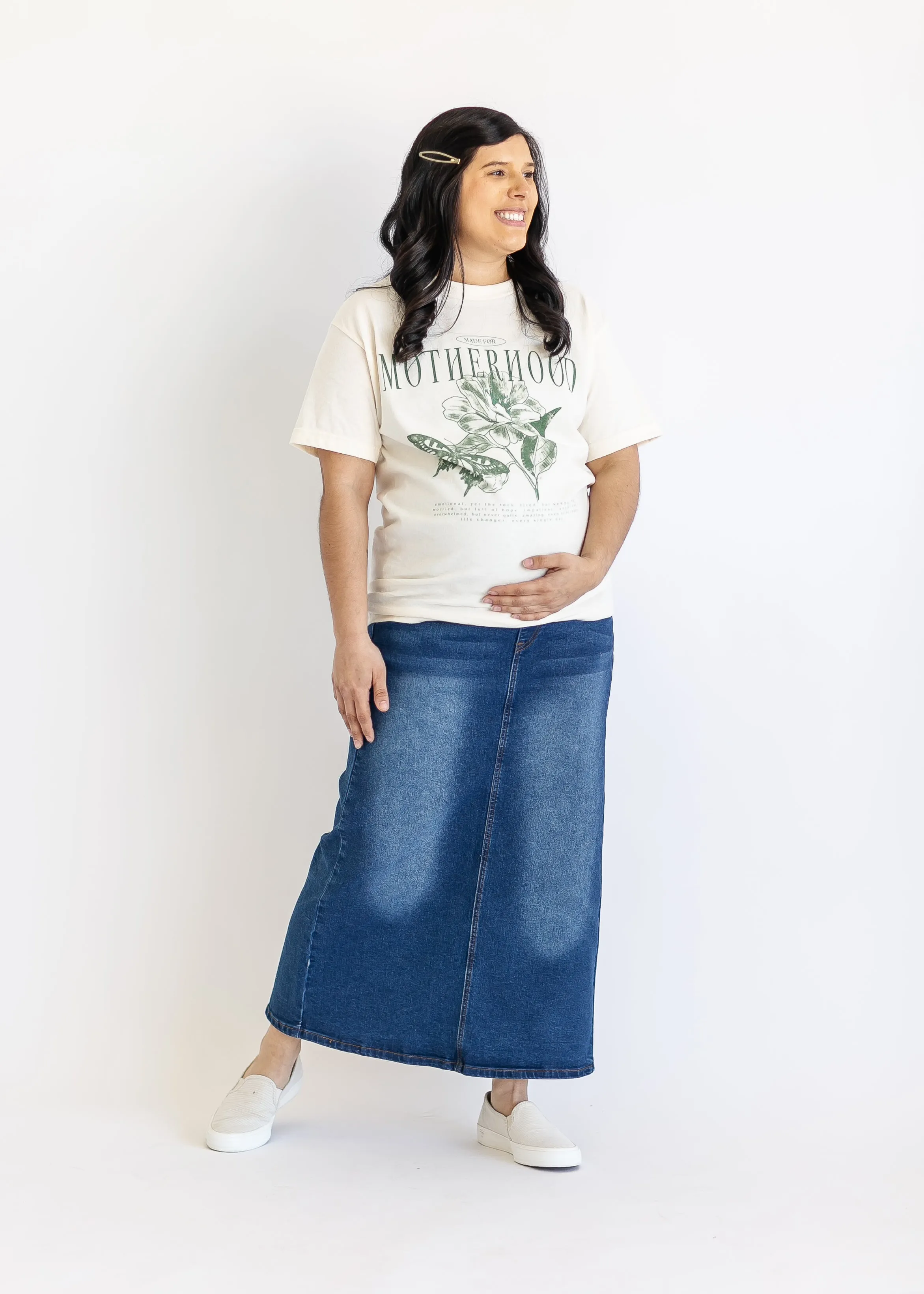 Reece Maternity Long Denim Skirt