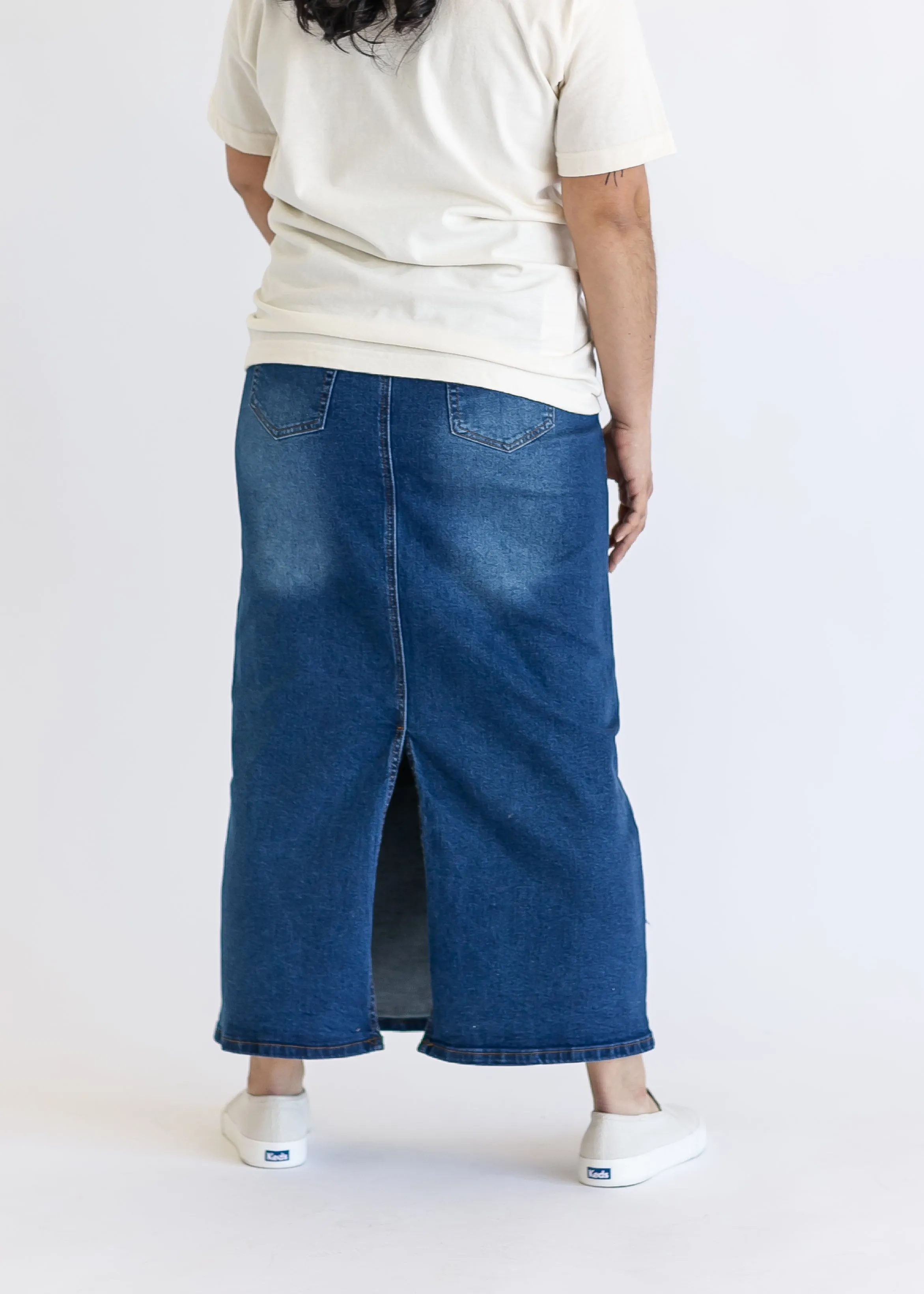 Reece Maternity Long Denim Skirt