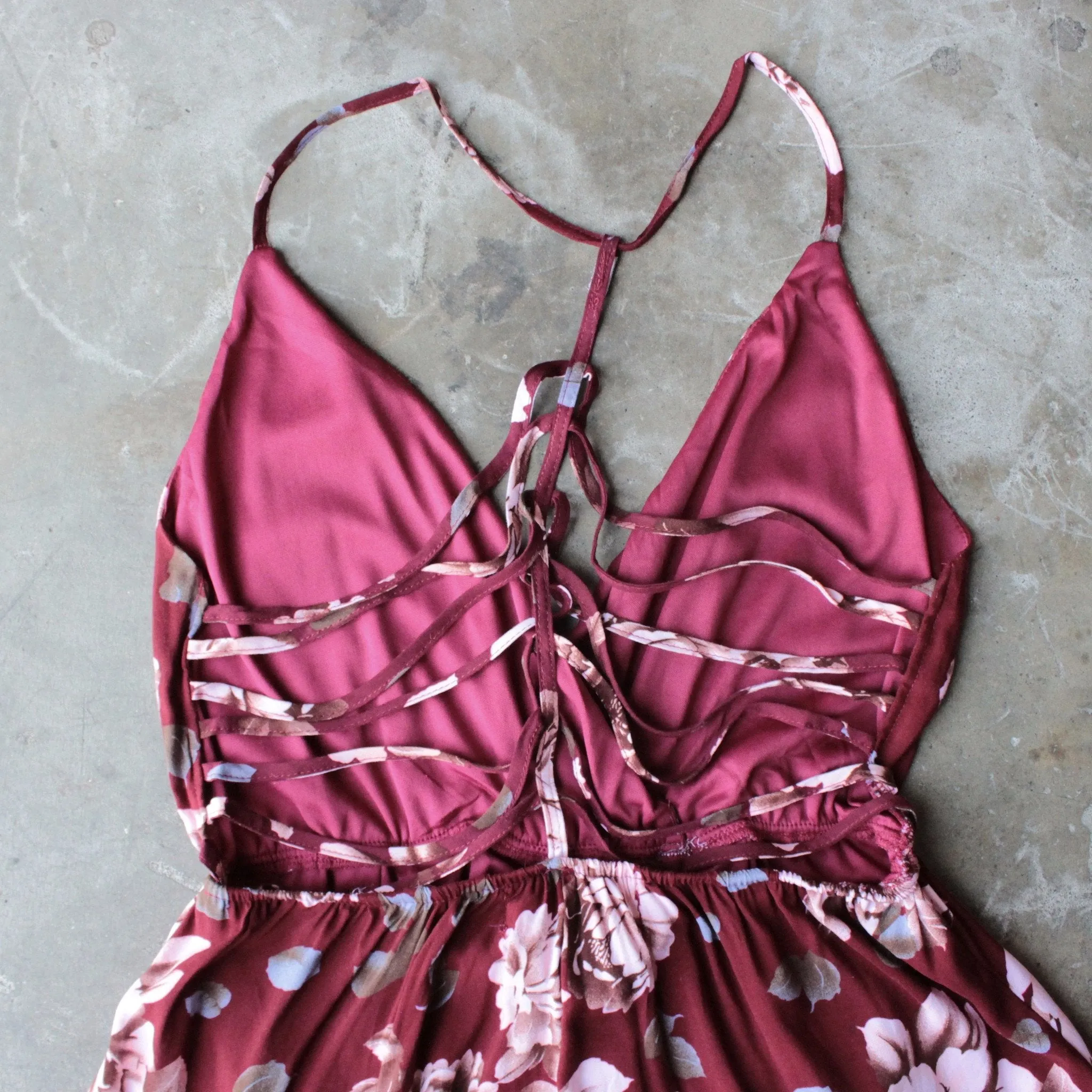 Reverse - Girl Crush Romper in Burgundy Floral