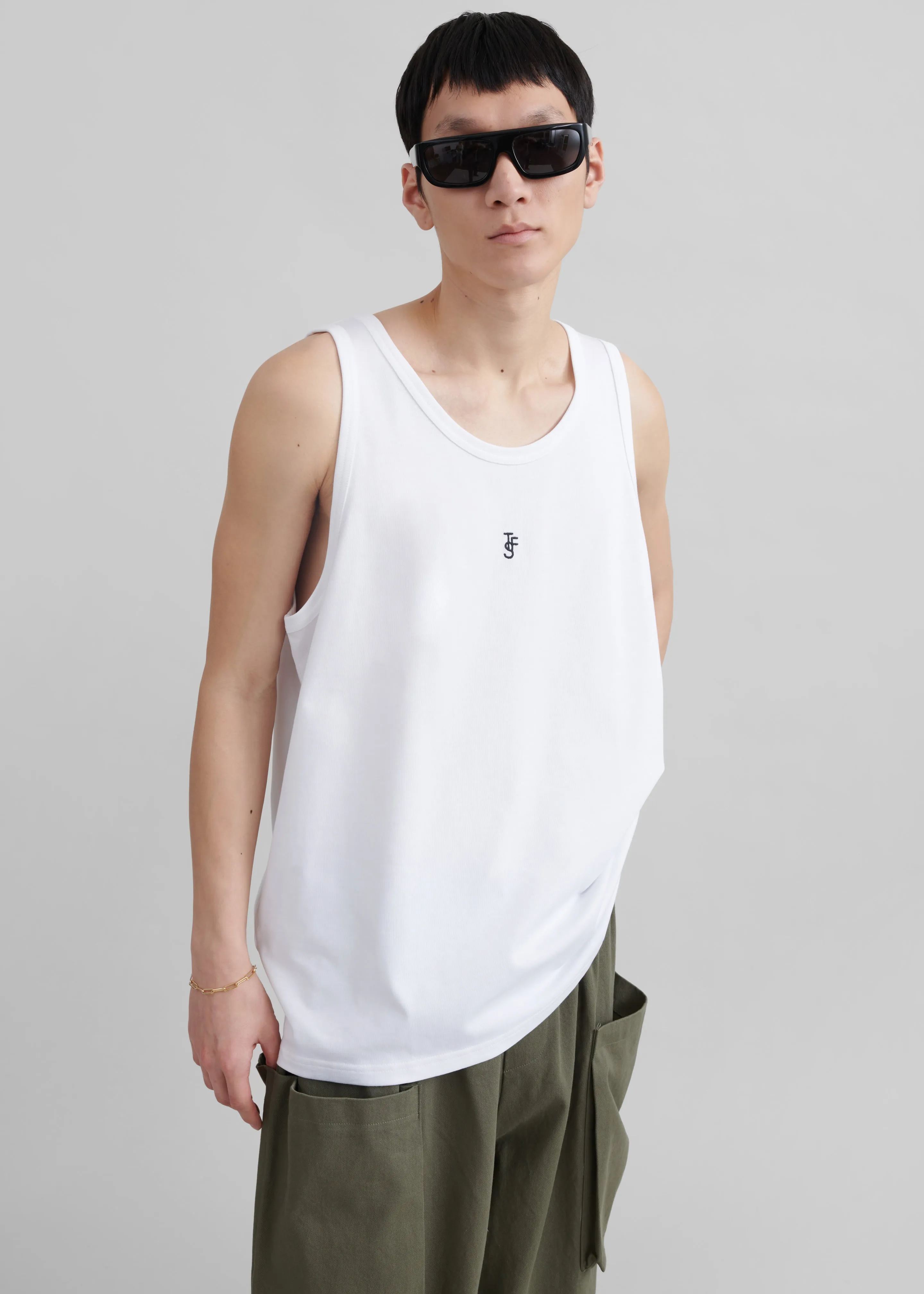 Rexy Embroidered Tank Top - White