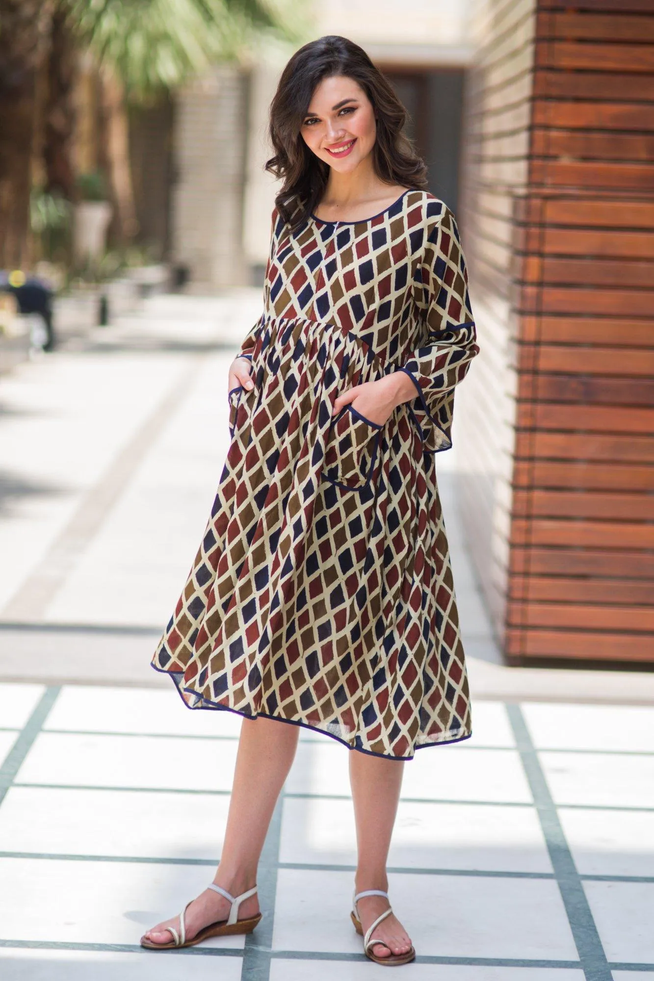 Rhombus Boho Maternity & Nursing Dress