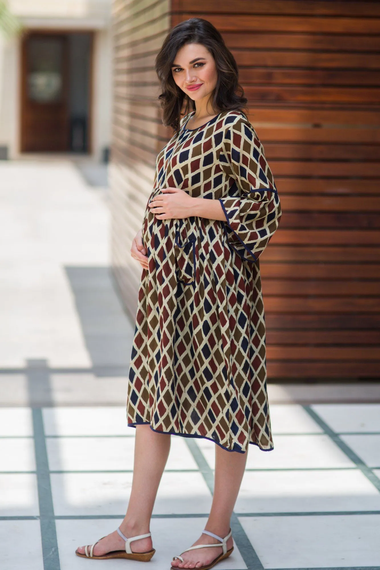 Rhombus Boho Maternity & Nursing Dress