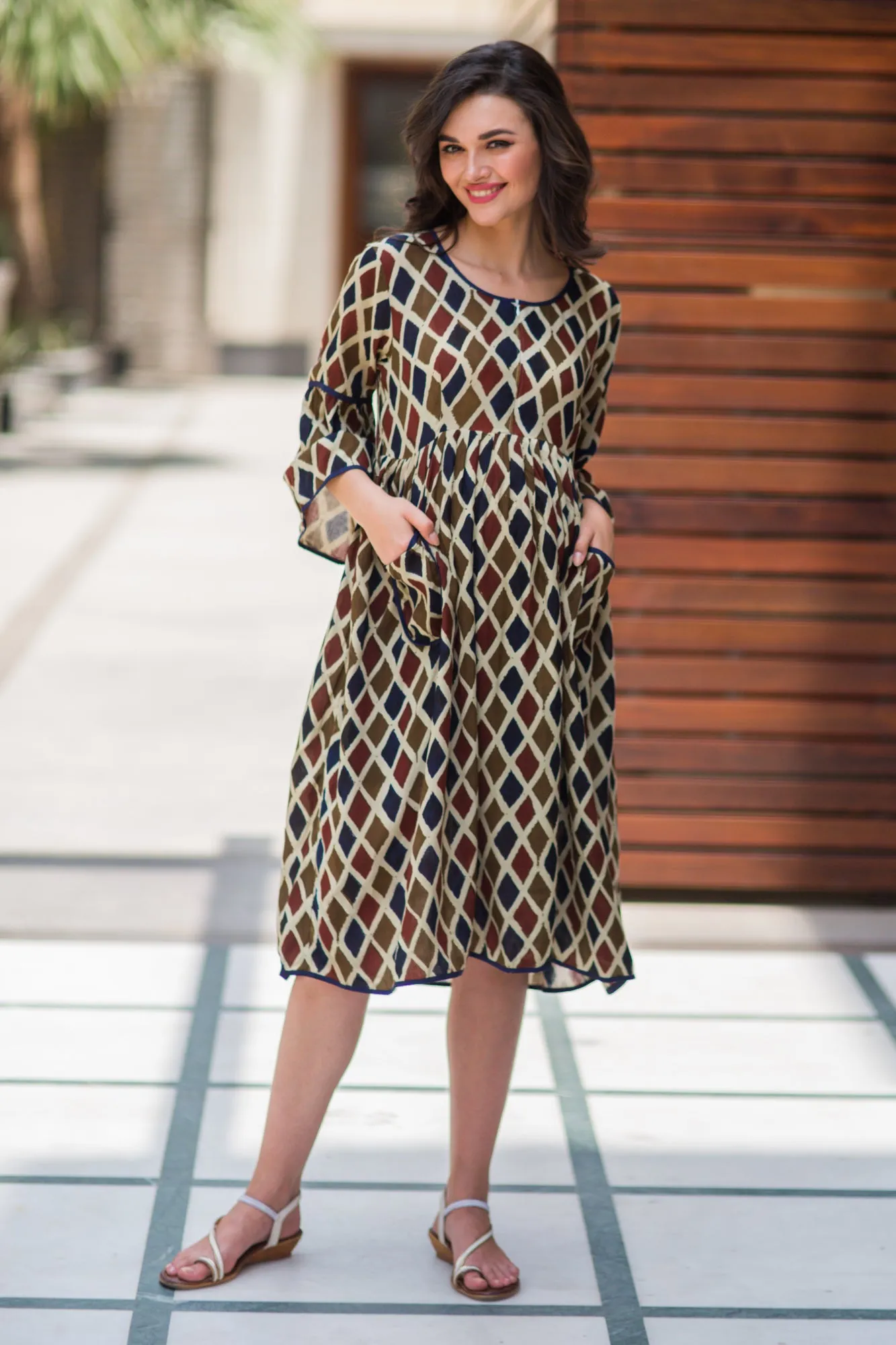 Rhombus Boho Maternity & Nursing Dress