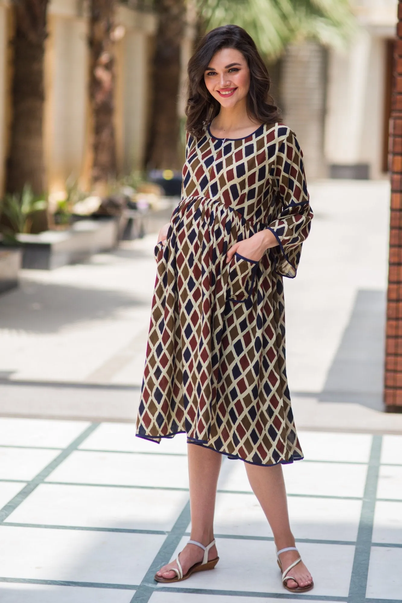 Rhombus Boho Maternity & Nursing Dress