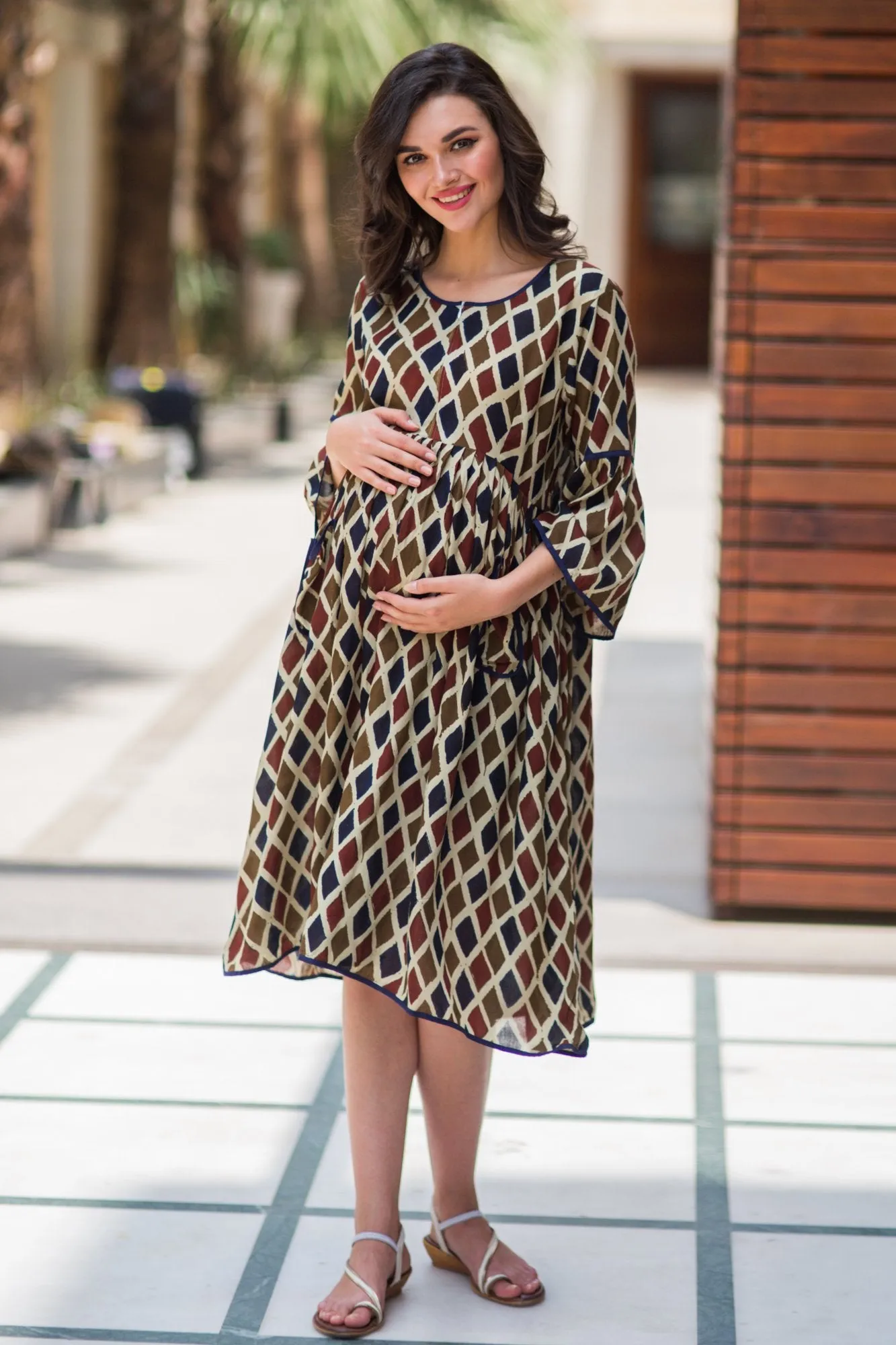 Rhombus Boho Maternity & Nursing Dress