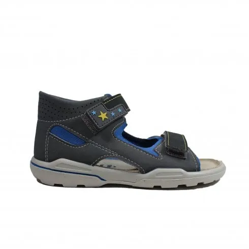 Ricosta Manto | Grey/Blue | Childrens Rip Tape Sandals