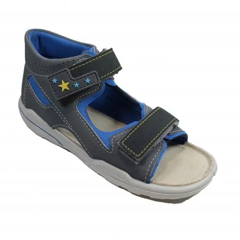 Ricosta Manto | Grey/Blue | Childrens Rip Tape Sandals