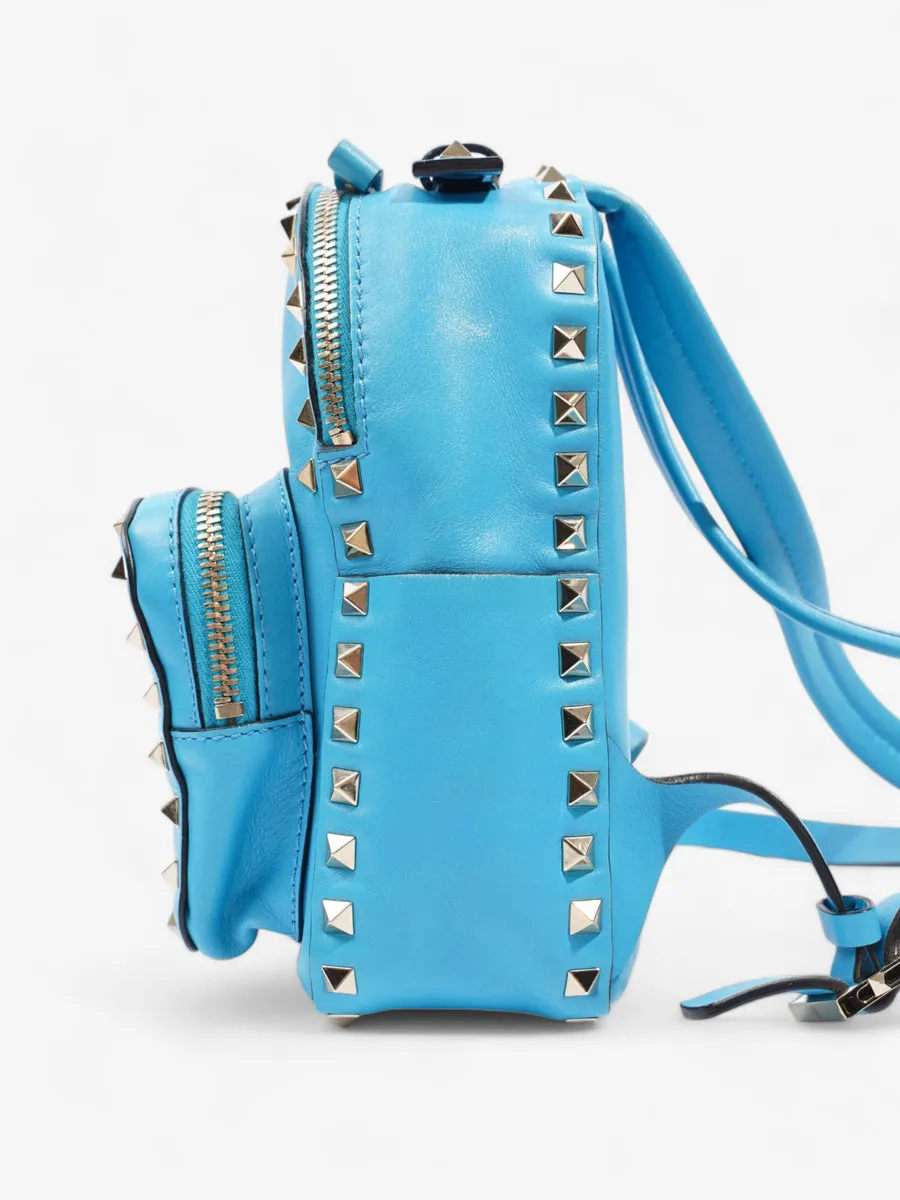 Rockstud Backpack Blue Leather Mini