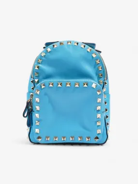 Rockstud Backpack Blue Leather Mini