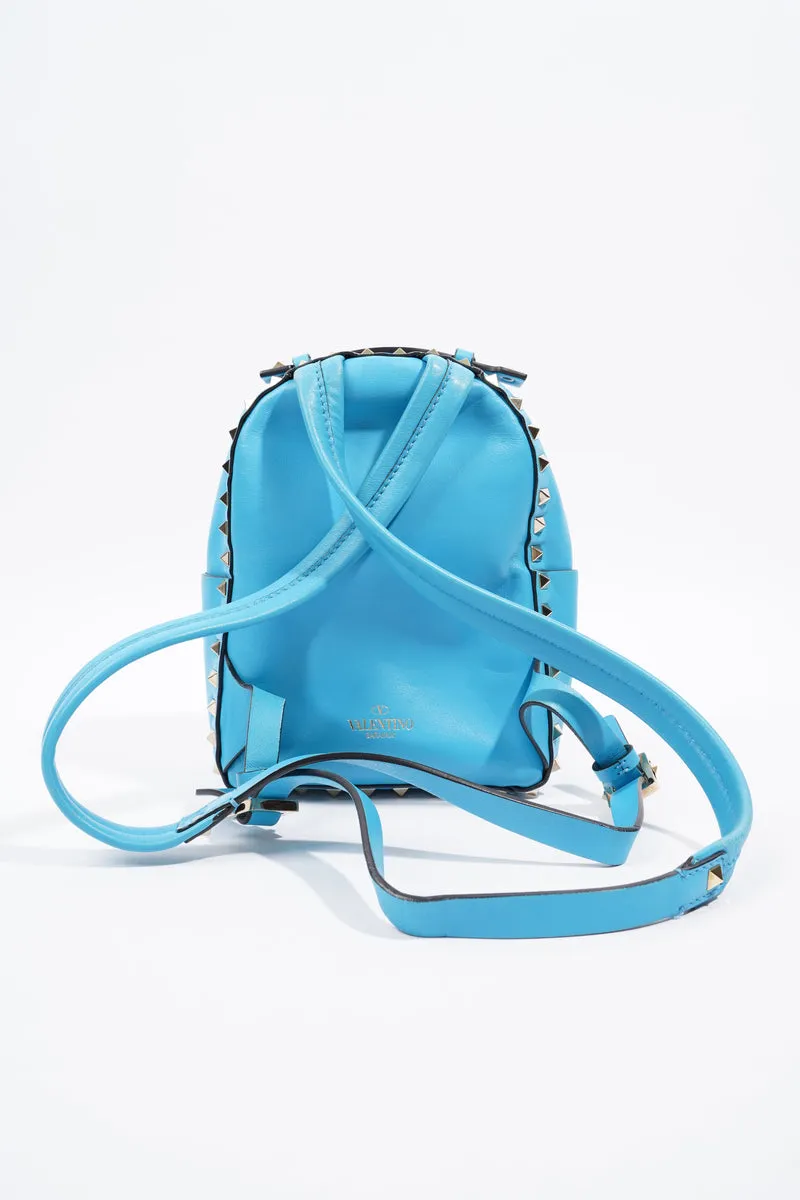 Rockstud Backpack Blue Leather Mini