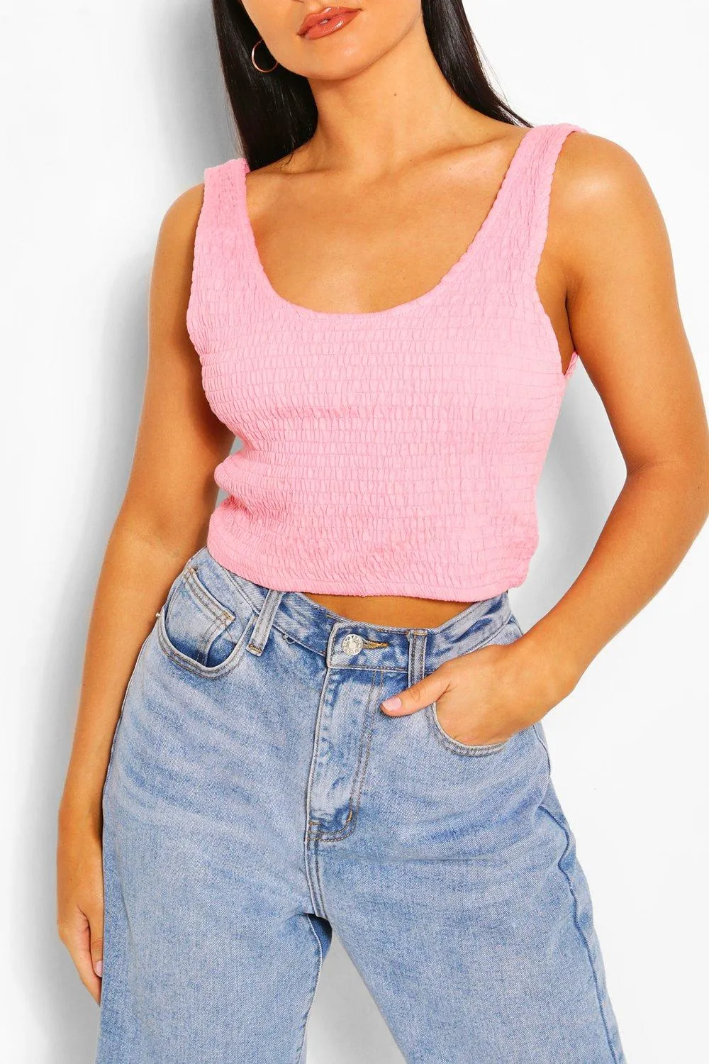 Ruched Crpped Tank Top Top