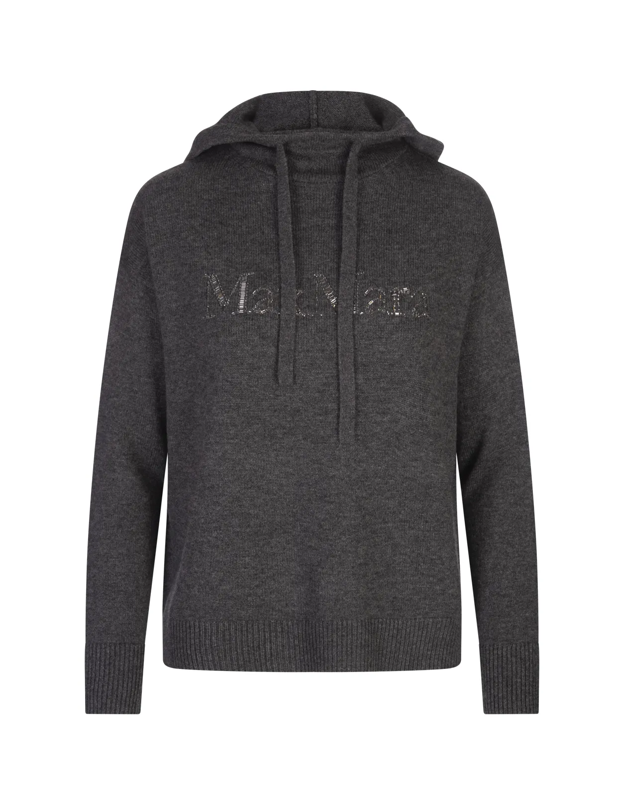 S MAX MARA Medium Grey Gorizia Knitted Hoodie