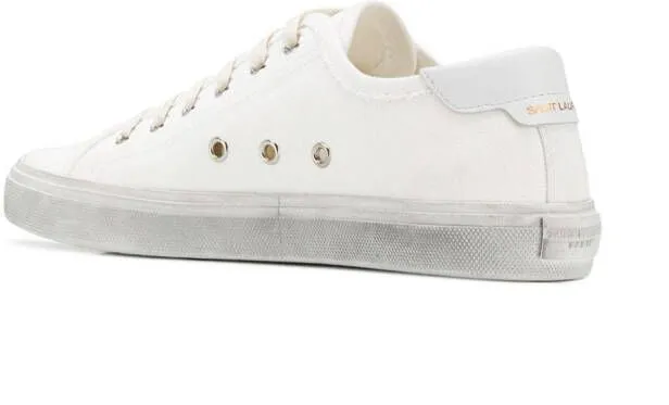 Saint Laurent Malibu distressed lace-up sneakers White