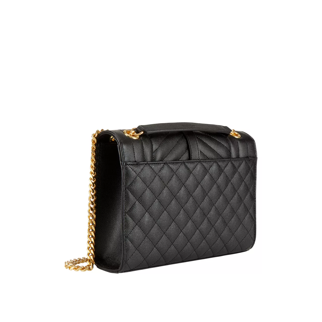 SAINT LAURENT Matelassé Leather Medium Envelope Bag - BLACK