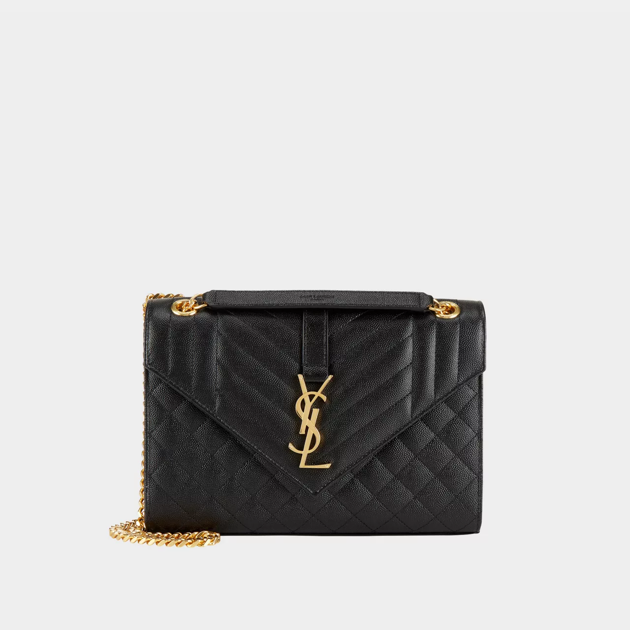 SAINT LAURENT Matelassé Leather Medium Envelope Bag - BLACK