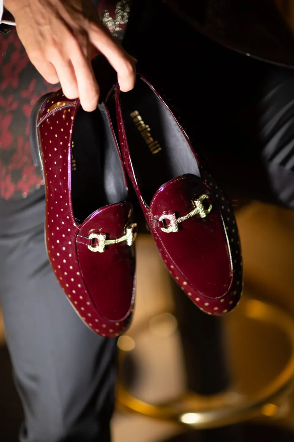 Sardinelli Buckle Detail With Patent Leather Shoes Burgundy