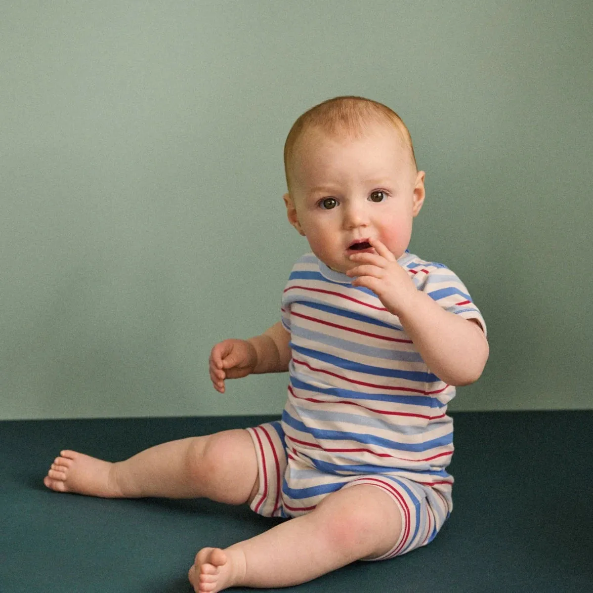 Short Sleeve Quincy Romper || Surf Stripe