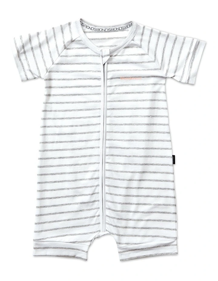 Short Sleeve Zippy Romper in Grey Marle