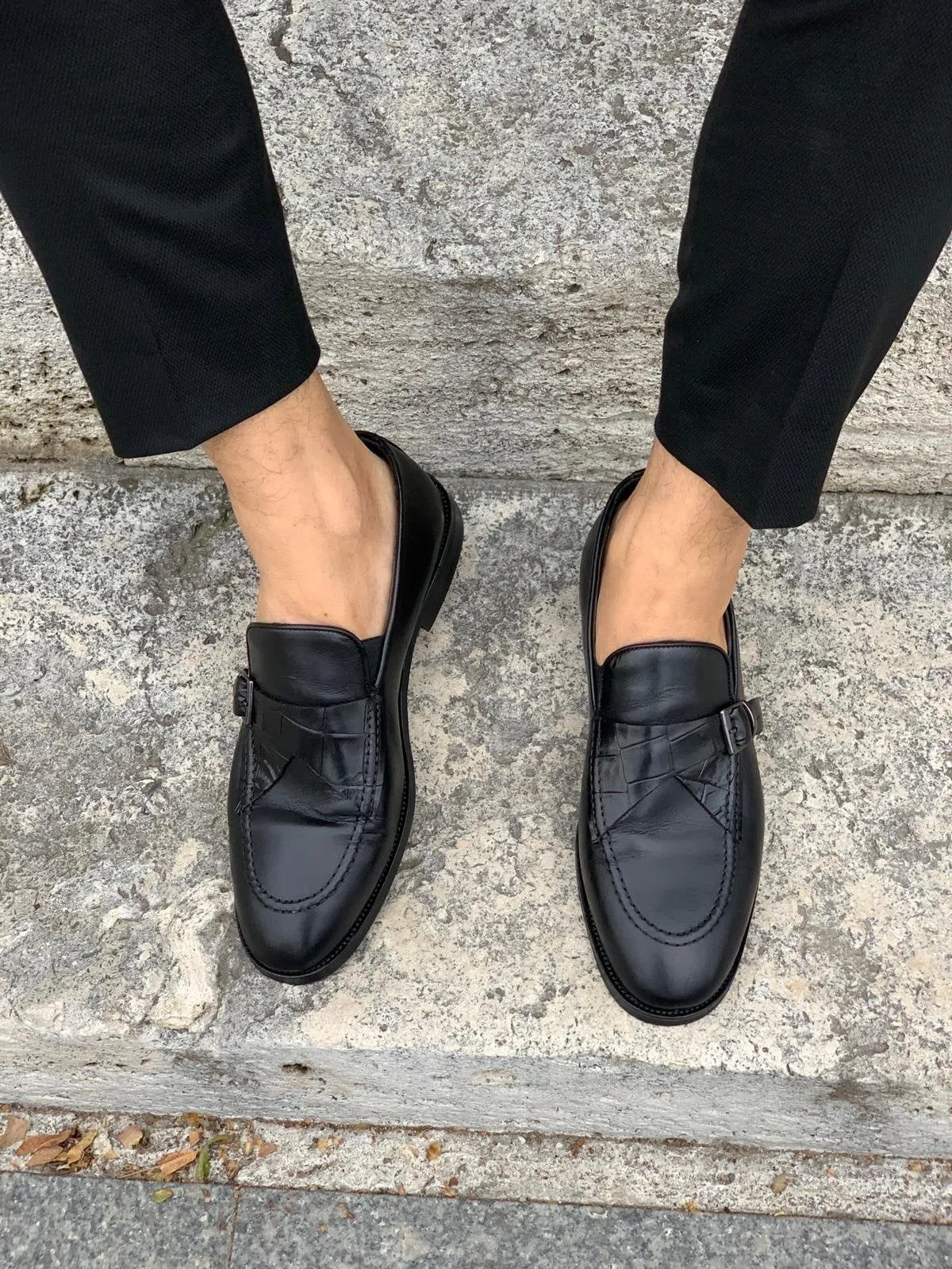 Stanoss Black Buckle Shoes