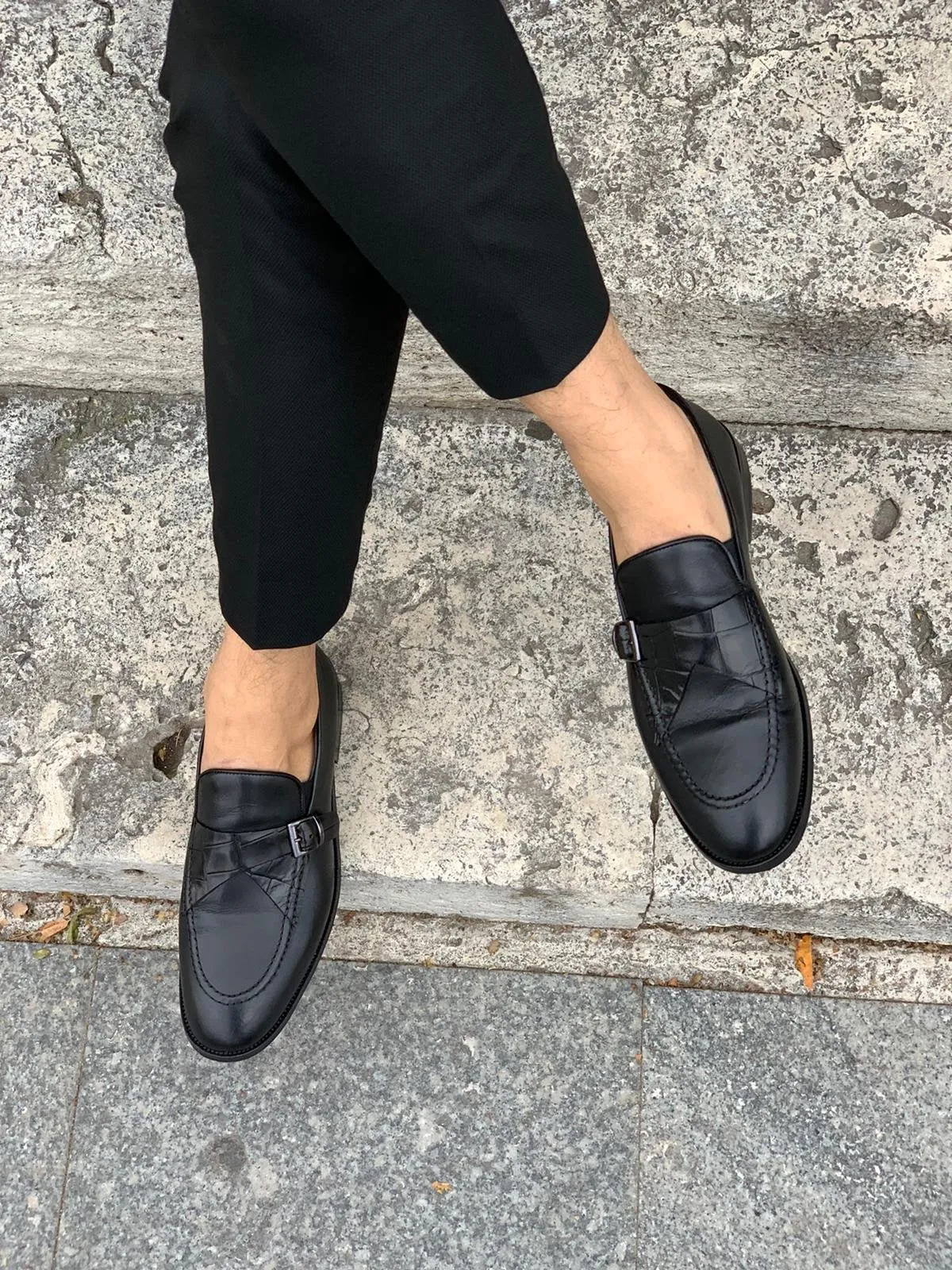 Stanoss Black Buckle Shoes