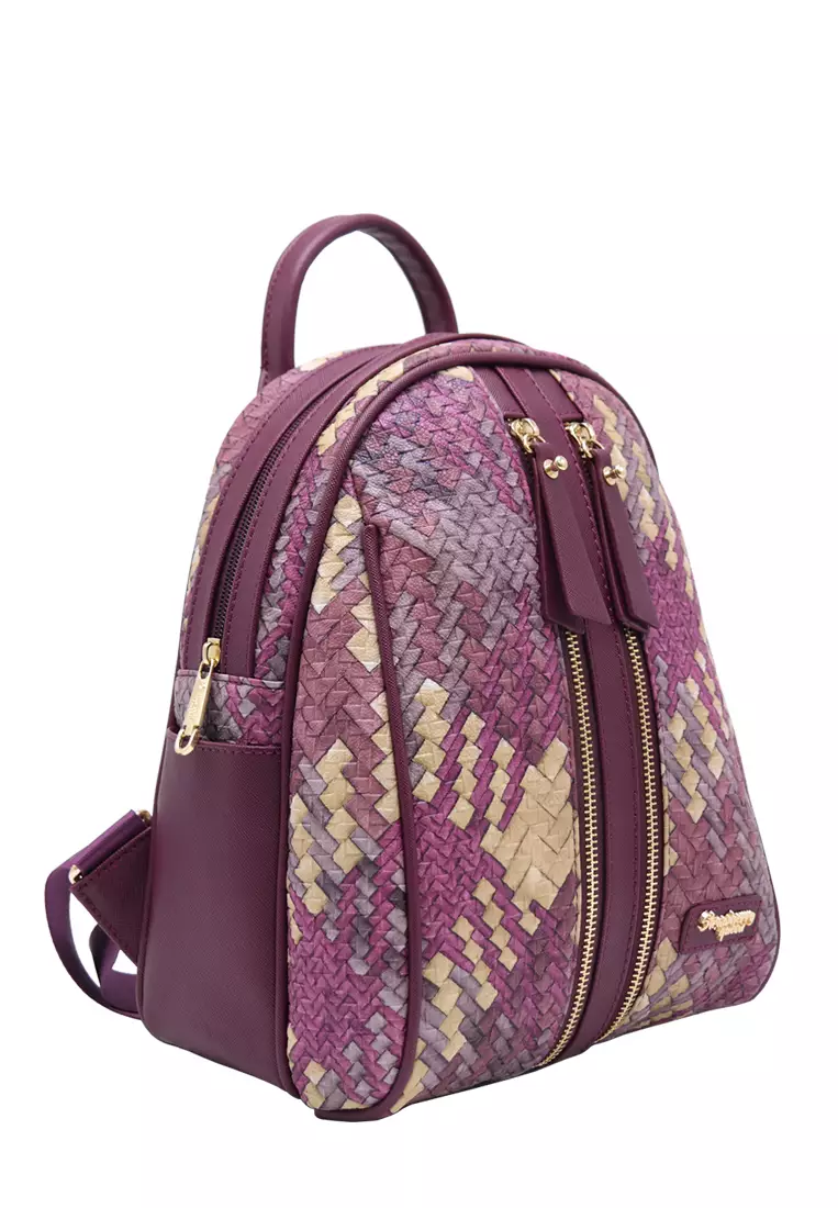 STRAWBERRY QUEEN Strawberry Queen Dual Front Zipper Rattan Backpack - Candy (Rattan AG, Magenta)