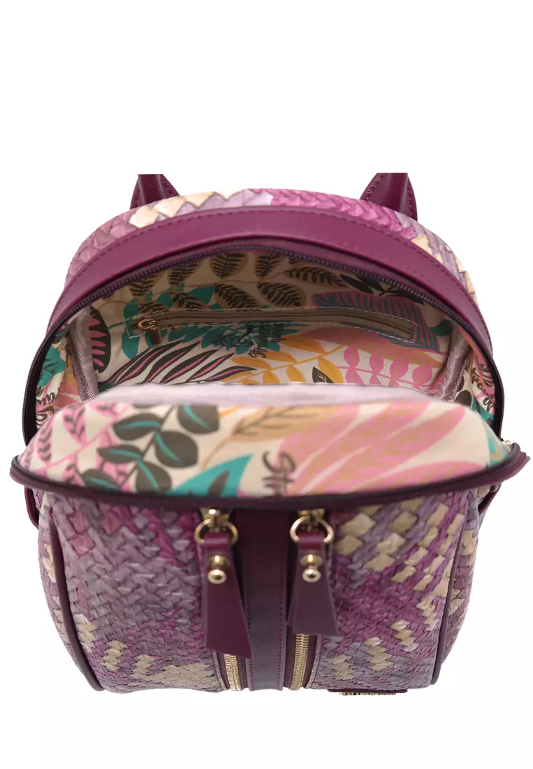 STRAWBERRY QUEEN Strawberry Queen Dual Front Zipper Rattan Backpack - Candy (Rattan AG, Magenta)