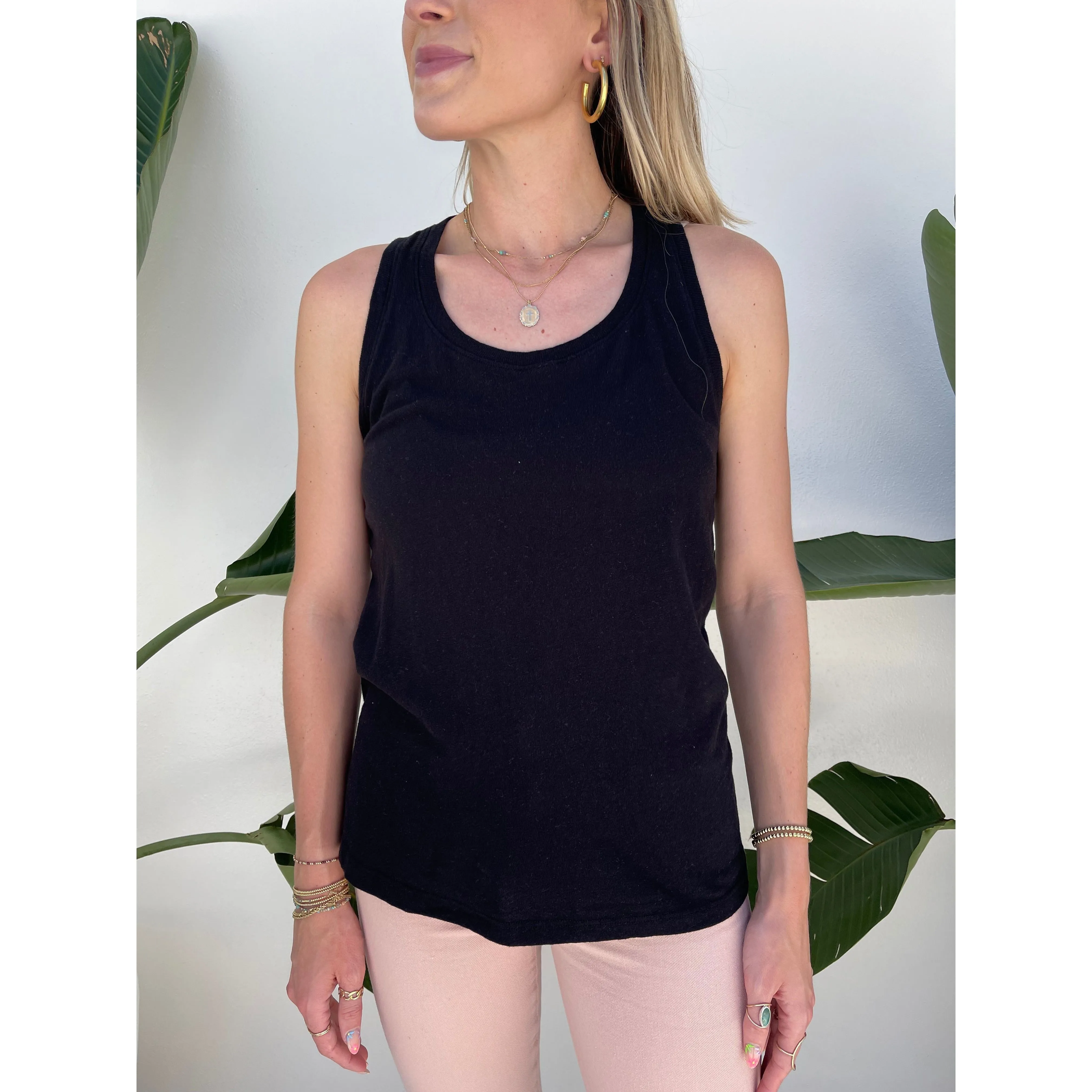 Sundry U Neck Tank Black