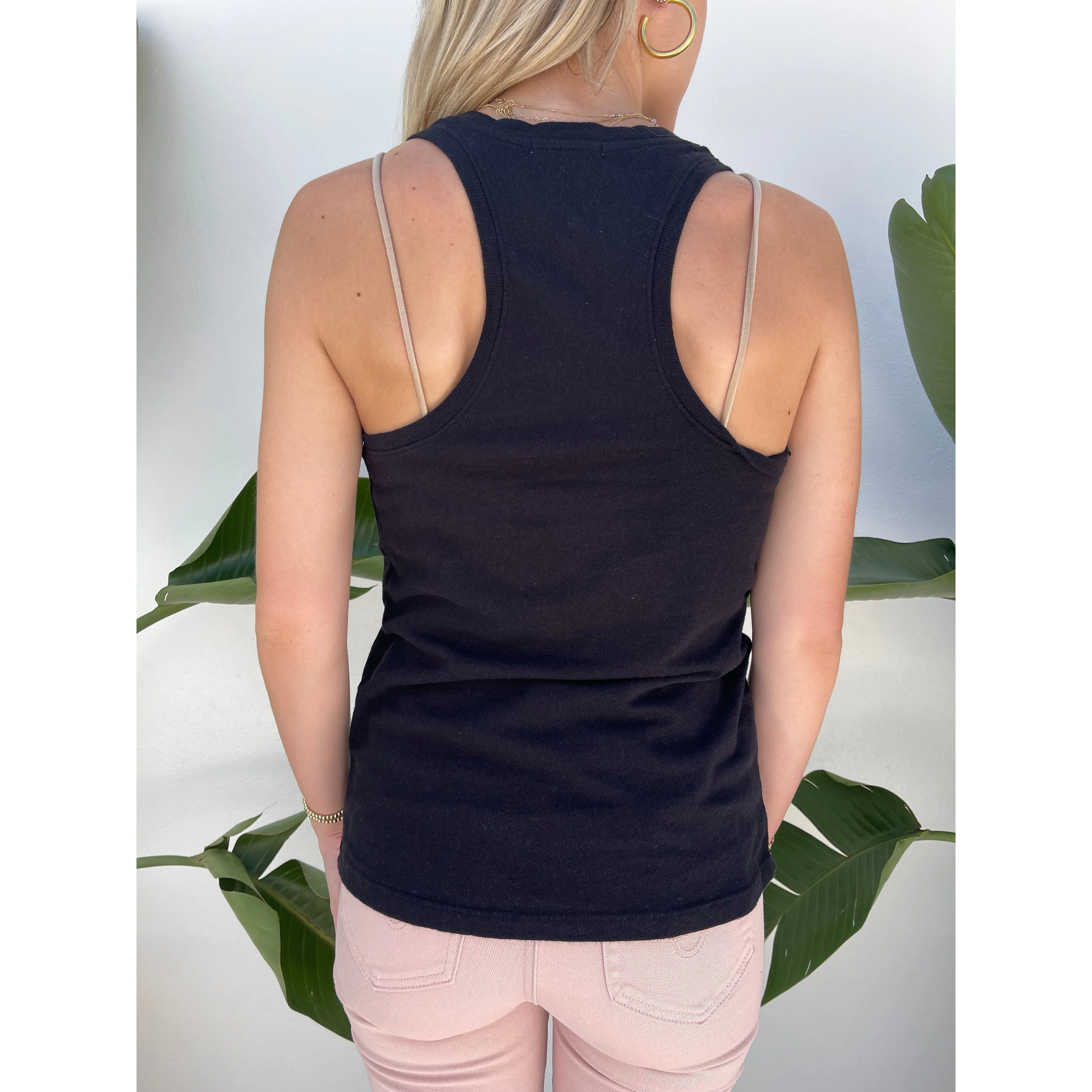 Sundry U Neck Tank Black